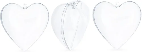 Vista 7 de Juego de 3 adornos de corazón de plástico transparente de 3.85 pulgadas (3.858 in)