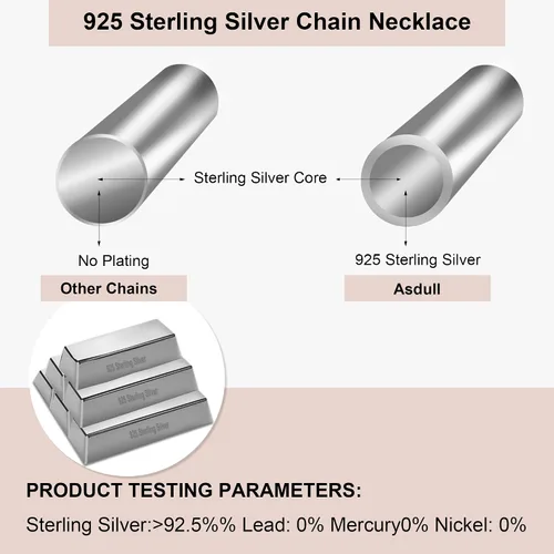 Vista 2 de 925 Sterling Silver Clasp Rope Chain 22.5345mm Necklace for Men Silver Link Chain for Women 16-30 Inches