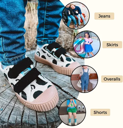 Vista 5 de Zapatos para niños y niñas, zapatos de lona con velcro y suela de color caramelo, tallas 6-14