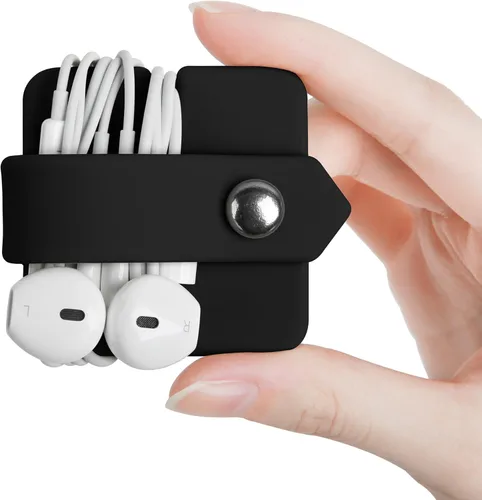 Vista 2 de Organizador de auriculares de silicona para auriculares, enrollador de cables para auriculares, organizador de cable de envoltura, enrollador