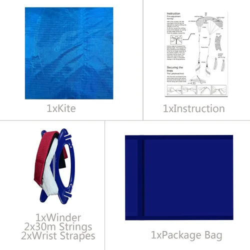 Vista 2 de HENGDA KITE 2.5m Dual Line Stunt Parafoil Kites Soft Stunt Kite for Beach Blue with Flying Tool