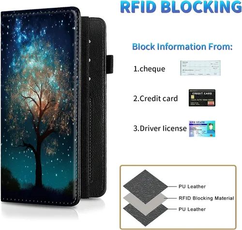 Vista 158 de Funda para chequera para hombres y mujeres, cartera de cuero RFID con ranuras para tarjetas de crédito, soporte de cheques duplicados personales