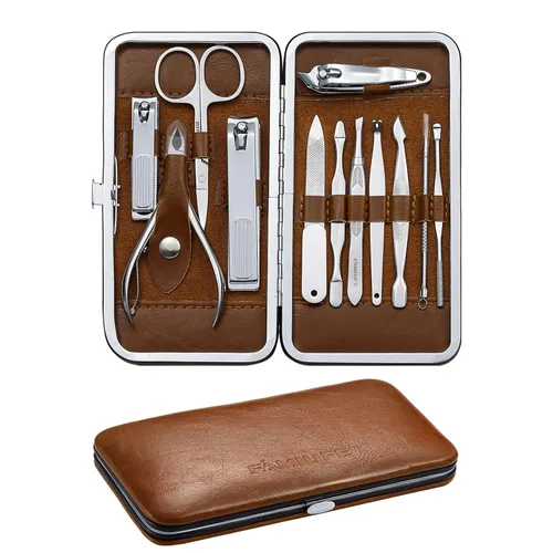 Vista 11 de FAMILIFE Kit de Uñas, Juego de Manicura Profesional Kit de Manicura Juego de Cortaúñas, 13 en 1 Juegos de Pedicura de Acero Inoxidable Herramienta