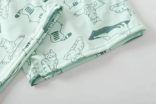 Vista 7 de YIJIU Pijama suave y cómoda para mujer, conjunto de pijama de manga corta con diseño de gato lindo