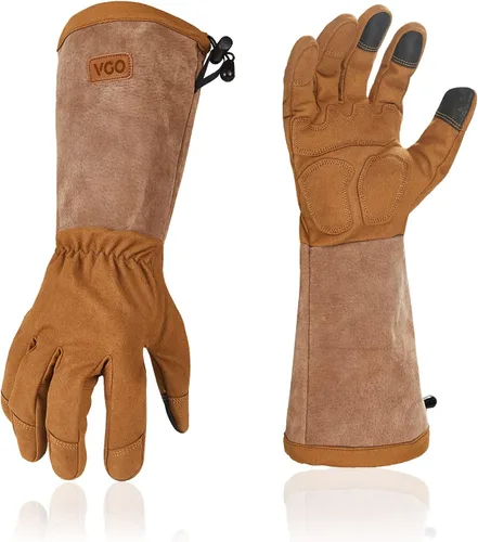 Vista 11 de Vgo... 1 par de guantes de jardinería, guantes de trabajo de seguridad, guantes de manga larga, a prueba de pinchazos, a prueba de espinas, pantalla