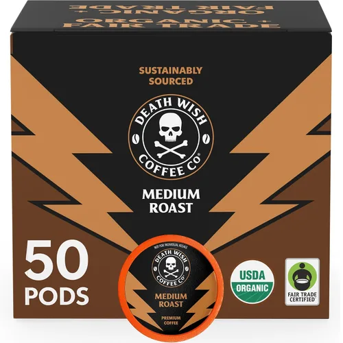 Vista 13 de Death Wish Coffee Cápsulas de tostado medio de una sola porción – El café más fuerte del mundo – Mezcla más ligera de granos arábica audaz y Robusta