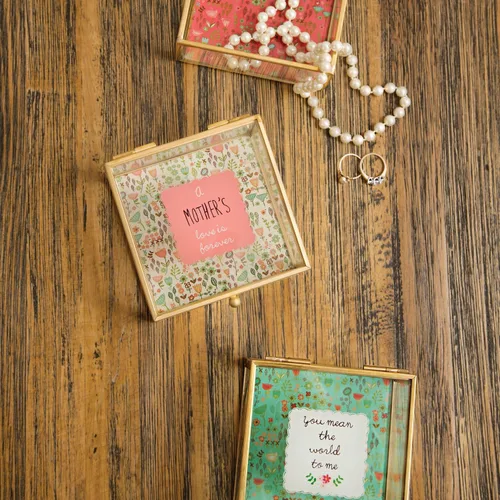 Vista 4 de Pavilion Gift Company A Mother's Love - Joyero de cristal con diseño floral de 4.25 pulgadas, diseño floral, color rojo