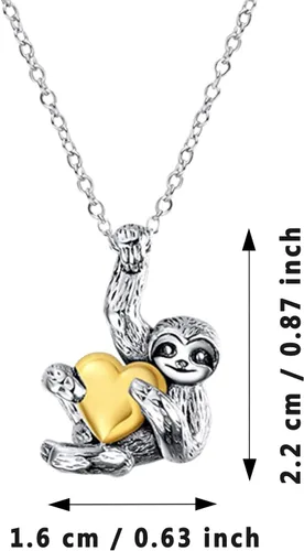 Vista 4 de Juego de joyas para mujer regalo de perezoso de plata de ley collar de perezoso aretes de corazón joyería de perezoso para mujeres hombres niñas