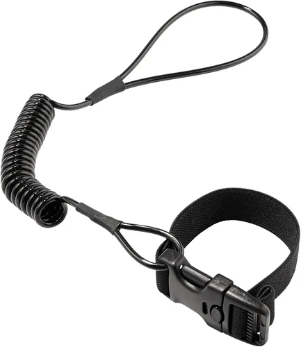 Vista 7 de Cordón en espiral con extremo de hebilla, diseño sin enganches, se fija fácilmente a cascos, herramientas o pequeños objetos de valor, capacidad
