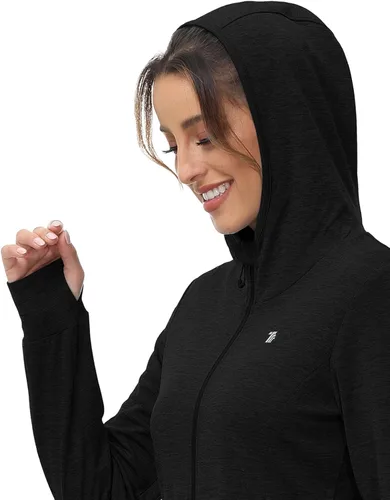 Vista 83 de TBMPOY Chaquetas con capucha y protección solar UPF 50+ para mujer, ligeras, de manga larga, para senderismo, exteriores, con cremallera completa