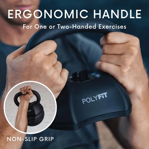Vista 4 de Polyfit Adjustable Kettlebell Set - 5-in-1 Weights for Home Gym NEGRO - 50 LB