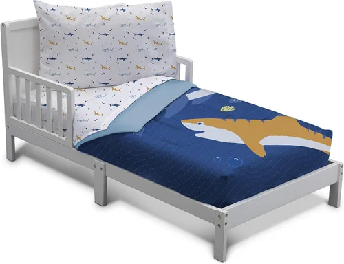 Vista 9 de Delta Children Juego de ropa de cama de 4 piezas para niños, edredón reversible 2 en 1, incluye edredón ajustable para mantener a los más pequeños