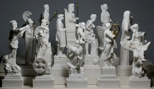 Vista 5 de Conjunto de 12 esculturas de estatua de alabastro de 12 dioses olímpicos griegos