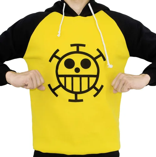 Vista 4 de Para Trafalgar Ley con capucha de manga larga Cosplay traje amarillo negro Tops para adultos S-XXL XXL Un solo