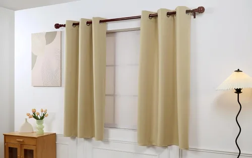 Vista 3 de INLINAS Cortinas opacas para dormitorio, aislamiento térmico, reducción de ruido, juego de 2 paneles de ahorro de energía, beige, 42 pulgadas
