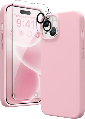 Vista 225 de GONEZ Funda magnética para iPhone 14, compatible con Magsafe, con protector de pantalla + protector de cámara, forro de microfibra antiarañazos