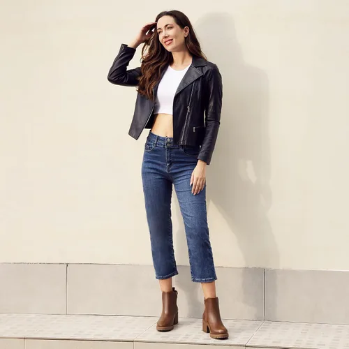 Vista 4 de JABASIC Botines Chelsea para mujer, tacón bajo y grueso, con plataforma elástica, sin cordones