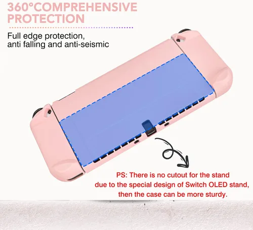 Vista 20 de DLseego Switch OLED Protective Case Dockable Hard Shell Anti-Scratch Cover Joycon Accessory Skin with 6PCS Thumb Grips Caps and 2Pc Screen