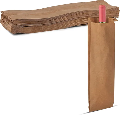 Vista 9 de MT Products Bolsas de vino Kraft de 3.75 x 2.25 x 11.5 pulgadas, bolsas de papel desechables para regalo, paquete de 1000