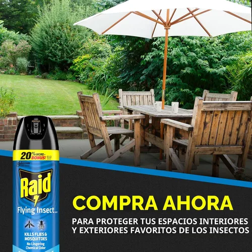 Vista 8 de Raid Aerosol para insectos voladores, aroma fresco al aire libre, mata moscas, mosquitos y otros insectos voladores en contacto