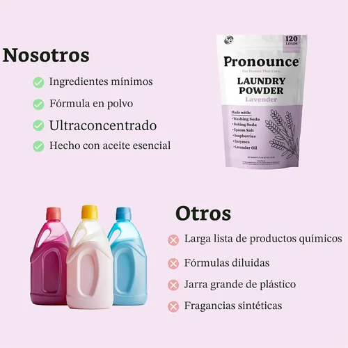 Vista 5 de Pronounce Alternativa de detergente para ropa en polvo, ingredientes más limpios. Más seguro para pieles sensibles. Lucha contra manchas y olores.