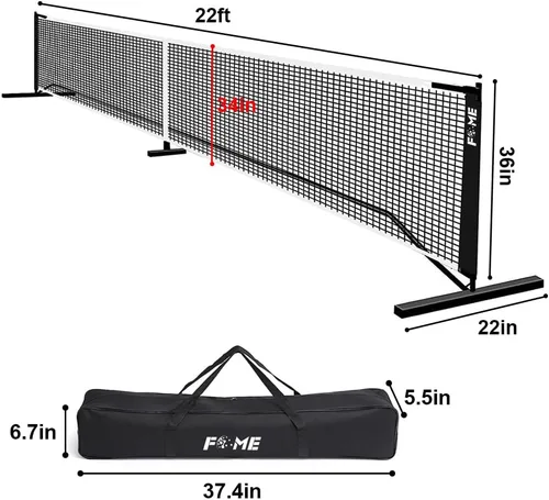 Vista 5 de FOME - Sistema de red portátil de pickleball de 22 pies, red de pickleball portátil para exteriores, tamaño reglamentario, redes y accesorios