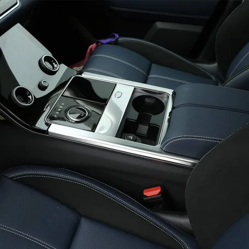 Vista 4 de Marco de protección de consola central de plata mate ABS para Range Rover Velar 2017 2018 2019
