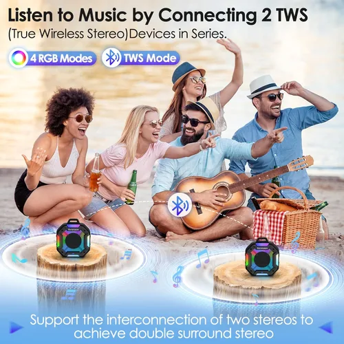 Vista 7 de Altavoz Bluetooth para Ducha, Altavoces Bluetooth Portátiles IPX7 Impermeables para Ducha Inalámbricos, Altavoz al Aire Libre con Luces