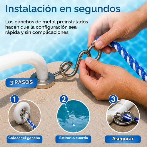 Vista 4 de FibroPool Cuerda de seguridad para piscina de 100 pies - 33 flotadores