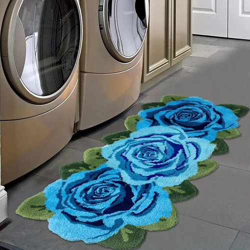 Vista 7 de USTIDE Tapete de baño de rosa esponjoso de 23.6 x 35.4 pulgadas, tapete de baño antideslizante para baño, cocina, sala de estar o dormitorio