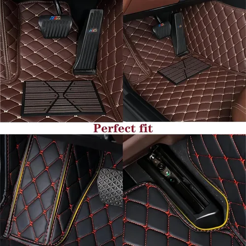 Vista 5 de Tapetes de cuero personalizados impermeables para automóvil, sedán, SUV, automóvil deportivo, negro, beige, para hombre y mujer (todo beige, 3D)