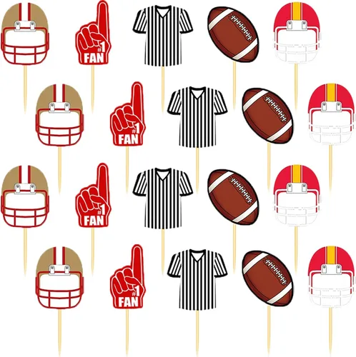 Vista 8 de 20 piezas de decoración para cupcakes de fútbol para decoración de tartas de la Copa del Mundo, postre y muffins, decoración para hombres, deportes