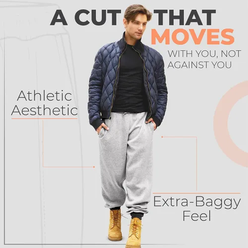 Vista 2 de UNIQUE STYLES ASFOOR Pantalones deportivos de forro polar para hombre, pantalones de descanso para hombre, pantalones deportivos para hombre