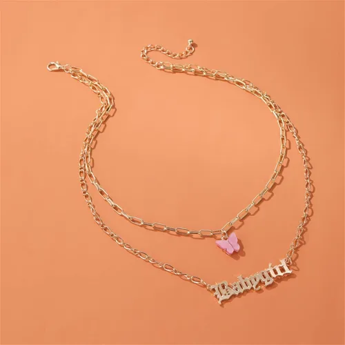 Vista 3 de coadipress Collar de bebé inglés antiguo para mujer, chapado en oro de 18 quilates, con palabras ajustables, cadena de clavícula, collar de cadena