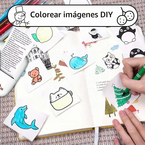 Vista 2 de HomeBeyond Mini impresora térmica, impresora Bluetooth inalámbrica para iOS Android, papel de impresión de 13 rollos, recibo portátil, foto sin