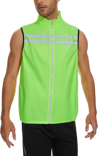 Vista 2 de bpbtti Chaleco de seguridad Hi-Viz para hombre, chaleco cortavientos sin mangas, resistente al viento y reflectante
