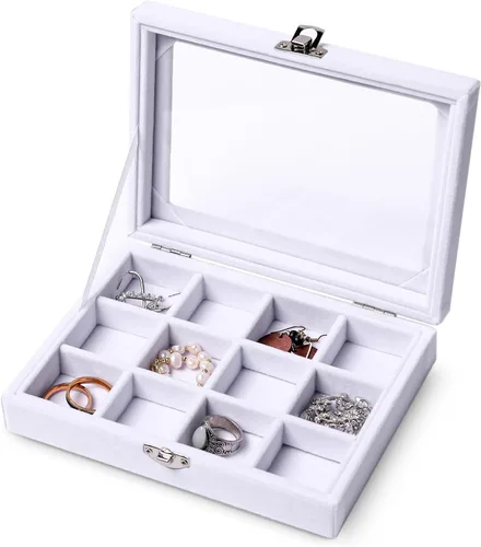 Vista 10 de Frebeauty Bandeja organizadora de anillos de terciopelo pequeña Beige