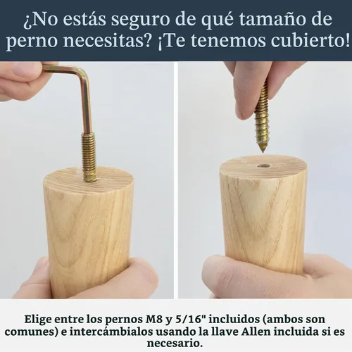 Vista 4 de Airy Abode Patas de madera de fresno prémium para muebles (kit de instalación completa): elige tu tamaño y color Ceniza