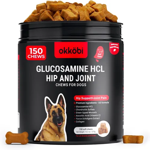 Vista 8 de Glucosamina HCL y suplemento de cadera y articulaciones para perros – 150 piezas – Masticables de cadera y articulaciones para perros – Fórmula