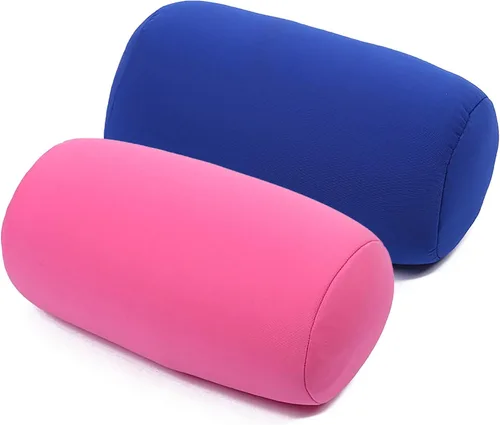 Vista 12 de 2 piezas de almohada enrollable para el cuello de microcuentas, almohadilla de soporte para el cuello o la espalda de tubo de frijoles blandos Negro