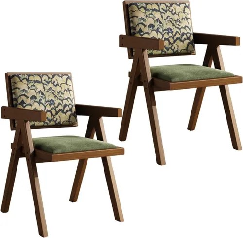 Vista 30 de YVYKFZD Juego de sillas de comedor de madera maciza, sillas de cocina sin brazos, silla de comedor tapizada con respaldo, sillón de terciopelo