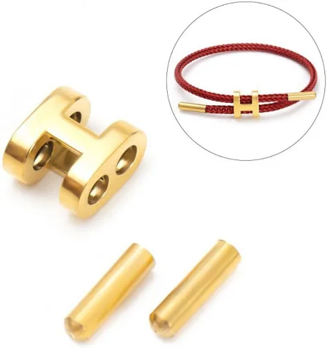 Vista 3 de Pulseras de moda para mujer, pulsera ajustable, hebilla chapada en oro, diseño de hebilla de titanio y cuerda de alambre de acero