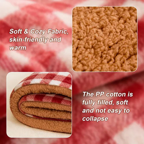 Vista 4 de Cama para gatos para interiores, autocalentable, cama para gatos, camas Rojo