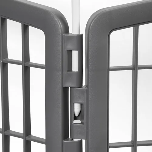 Vista 3 de IRIS - Corral para mascotas con puerta, 34 pulgadas, añadido 2 paneles, Gris Gris-oscuro