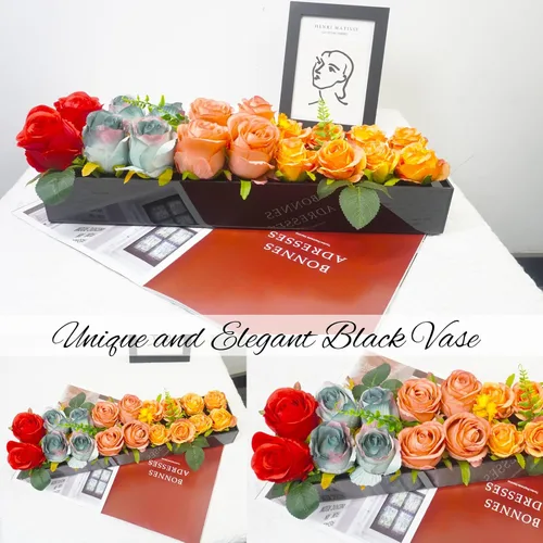 Vista 4 de Jarrón largo de acrílico con agujeros para flores, florero rectangular transparente, caja de flores acrílica, longitud 12/18/24 pulgadas para flores