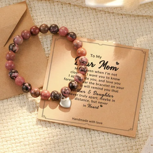 Vista 5 de HGDEER Valentines Gifts for Women, Natural Stone Bracelet for Mom Grandma Aunt Mother in Law Nana Boyfriend Mom