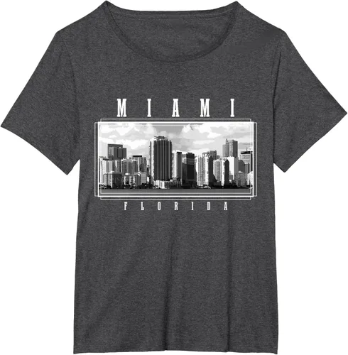 Vista 16 de Miami Skyline Florida Pride Vintage Miami Camiseta, Negro