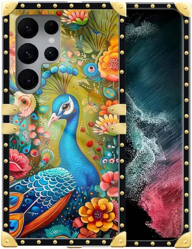 Vista 22 de Funda compatible con Samsung Galaxy S22 Ultra, funda protectora de TPU suave a prueba de golpes de 4 libélulas en la flor para Samsung Galaxy S22