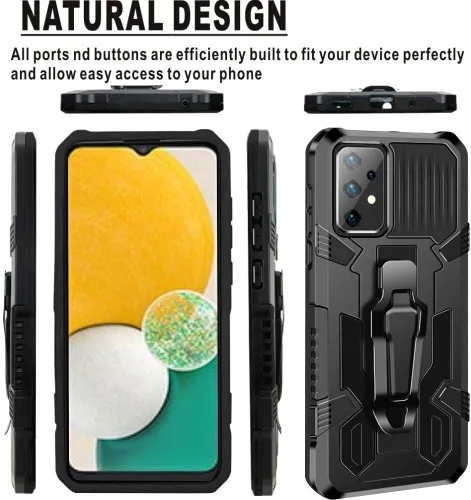 Vista 2 de Funda para Samsung Galaxy A04S, A13 5G, Folmeikat con protector de pantalla HD de grado militar con clip para cinturón y soporte protector para Negro