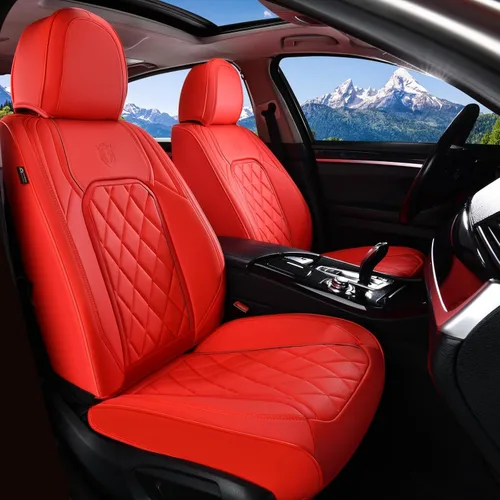 Vista 37 de Coverado Fundas de Asientos Delanteros, Funda de Asiento de Cuero Sintético de Lujo Impermeable, Protector de Asiento de Coche Beige, Funda